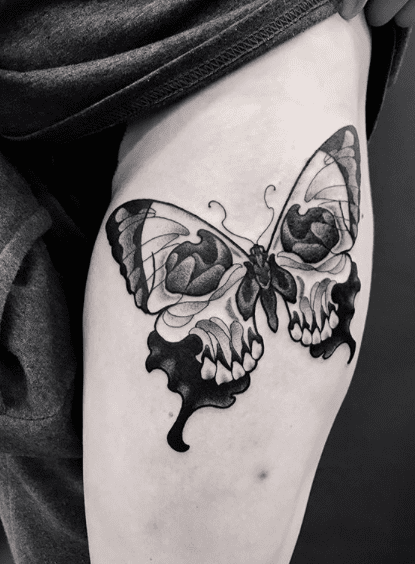 Skull-with-Butterfly-Tattoo