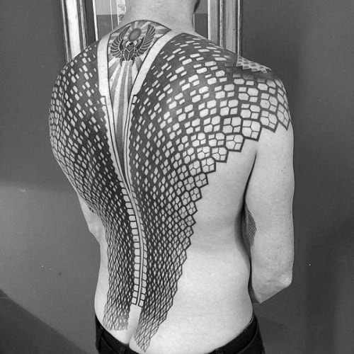 incredible-geometric-scarab-mens-full-back-pattern-tattoos