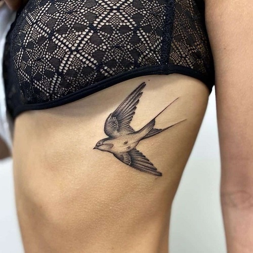 Swallow-Tattoo-On-Side
