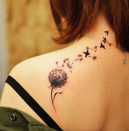 dandelion-tattoo-and-birds-flying-to-the-neck